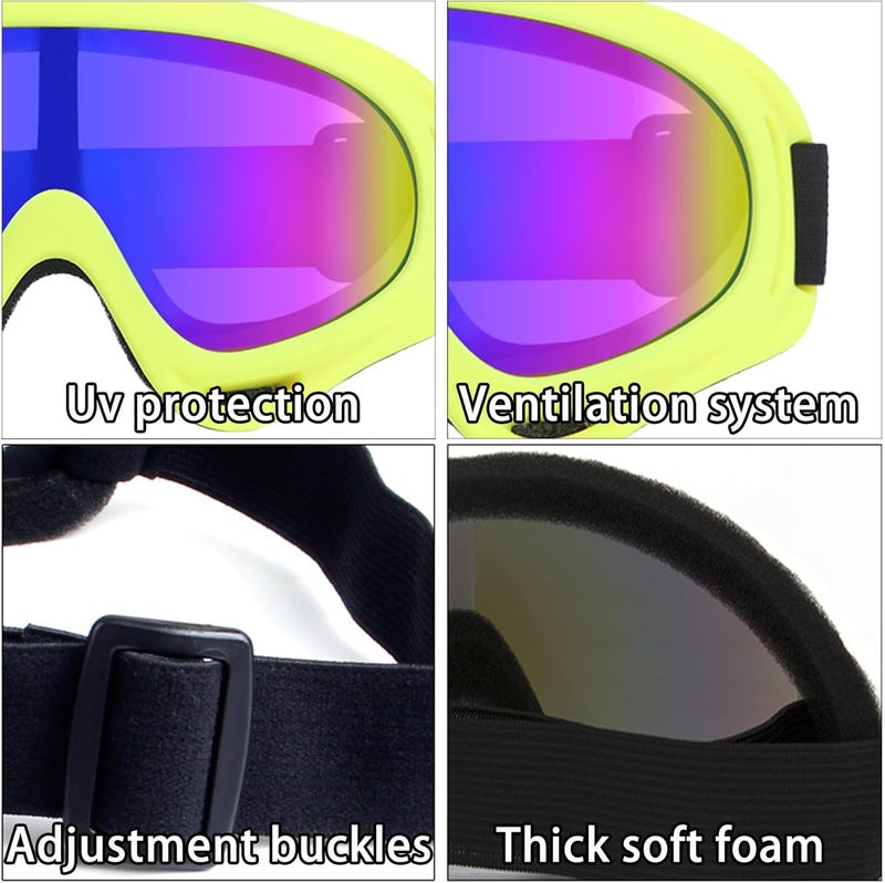 XILEDUO Ski Goggles Snowboard Goggles for Men Women Kids Winter Snow Windproof Sports Sunglasses Motorcycle ATV Glasses for Youth Adult Teens, UV Protection Foam Anti-Scratch Dustproof (Yellow) - Image 3